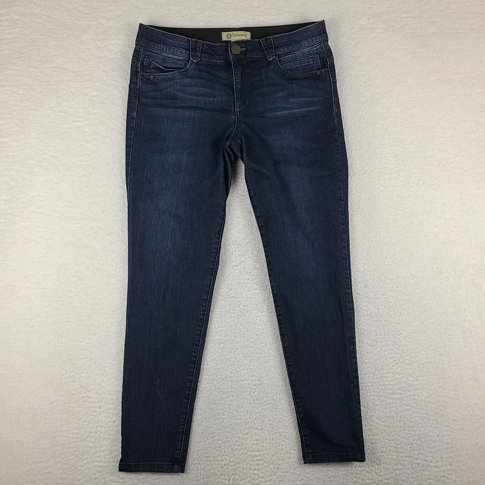 Democracy Jeans Womens 14 Blue Ab Solution Skinny Ankle Dark Wash Denim *